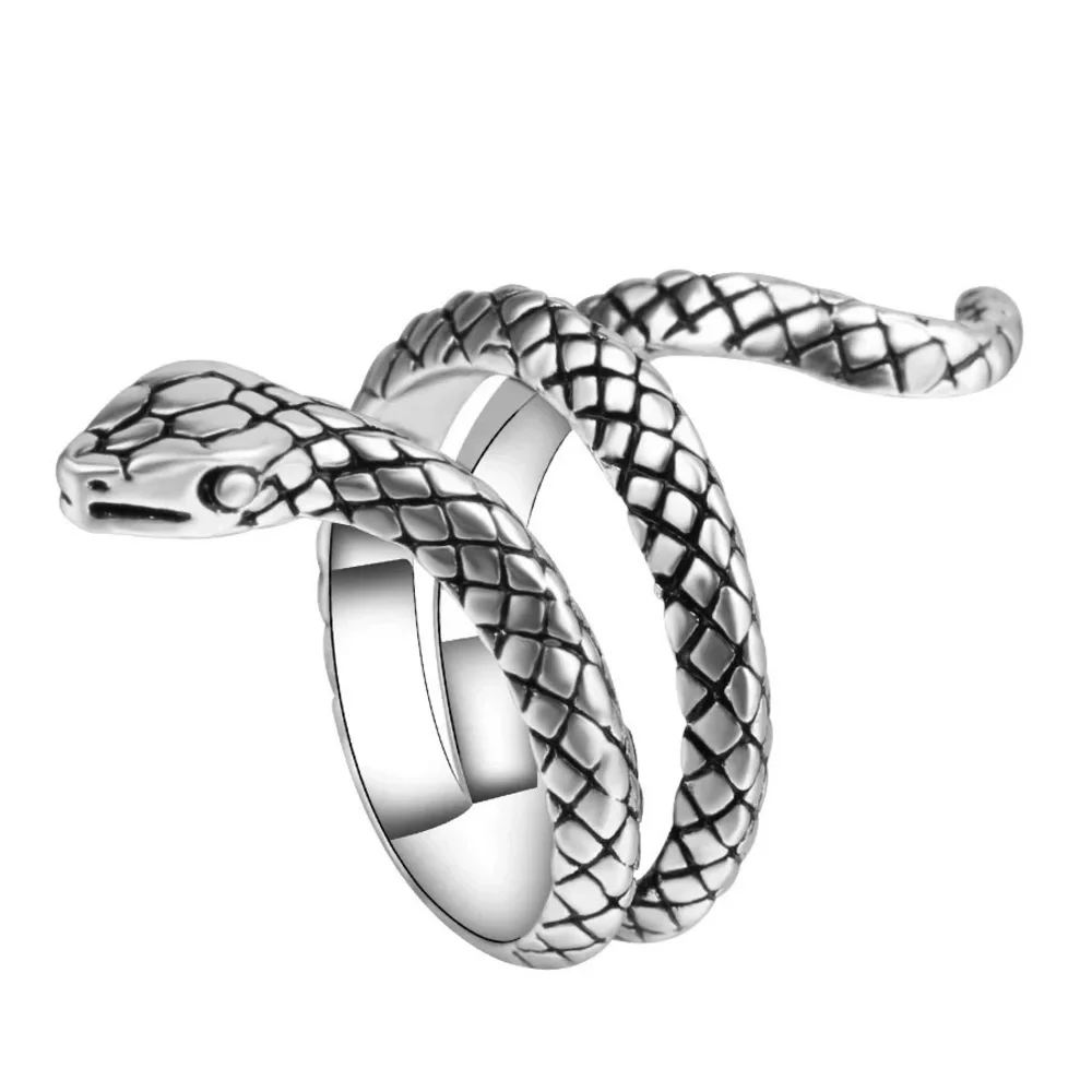 Snake Adjustable Wrap Gothic Antique Silver Ring